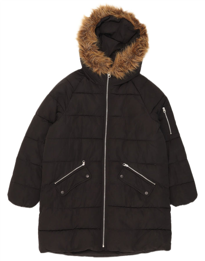 Zara Casaco acolchoado com capuz para meninas 13-14 anos preto poliéster