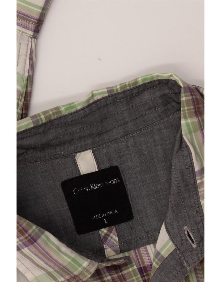 Camisa masculina Calvin Klein Jeans grande xadrez multicolorida