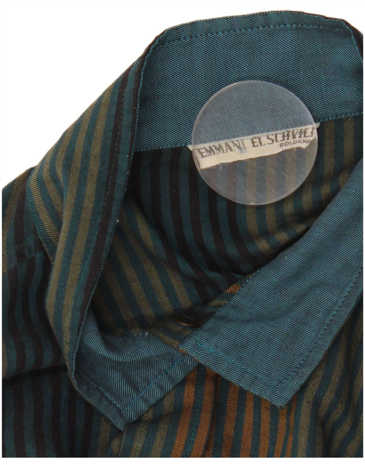 Blusa feminina vintage UK 16 grande listrada multicolorida