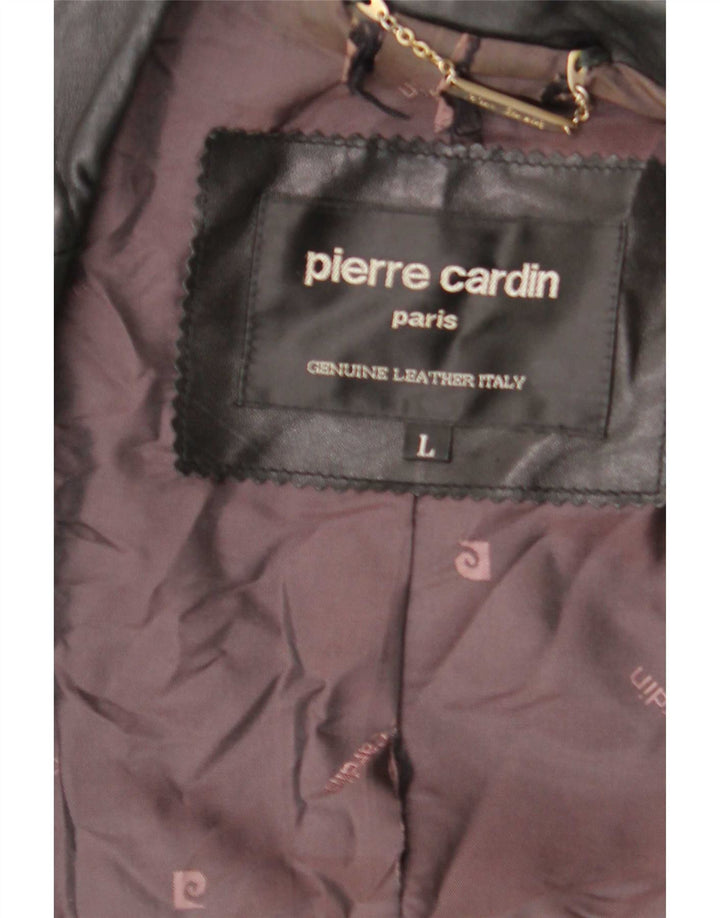 Jaqueta de couro masculina Pierre Cardin UK 40 grande preta