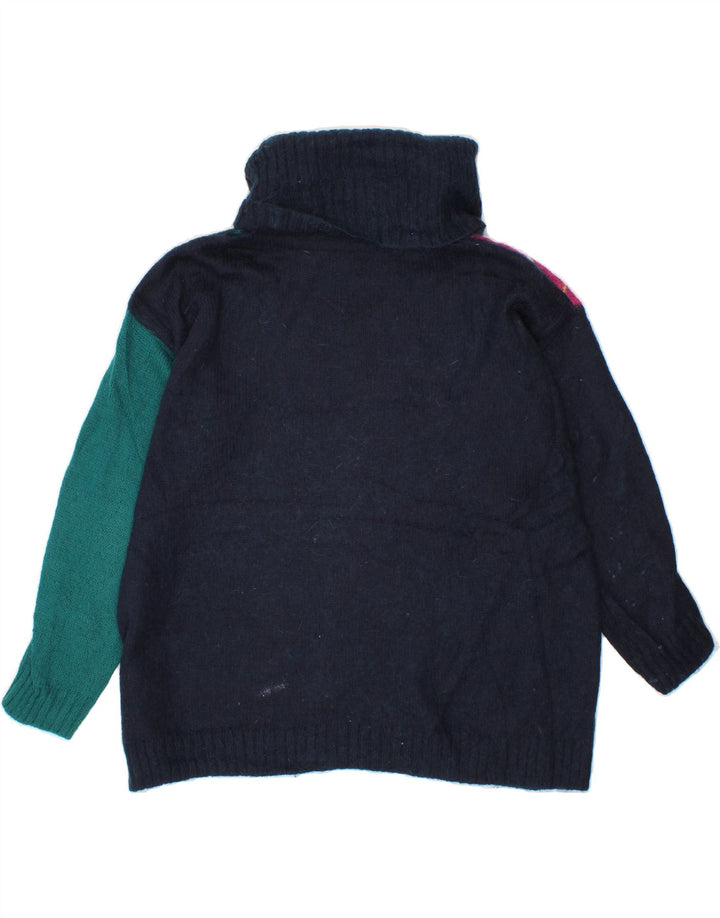 Suéter feminino BENETTON com gola redonda Reino Unido 14 médio azul marinho