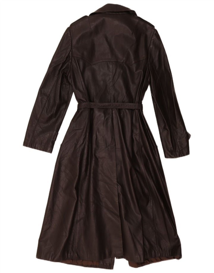 Casaco feminino vintage de couro com peito duplo IT 44 marrom médio