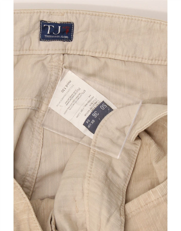 TRUSSARDI Mens Straight Corduroy Trousers  W34 L27 Beige Flecked Cotton Vintage Trussardi and Second-Hand Trussardi from Messina Hembry 