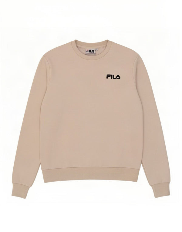 Fila Womens Oversized Sweatshirt Jumper UK 6 XS Off White Cotton