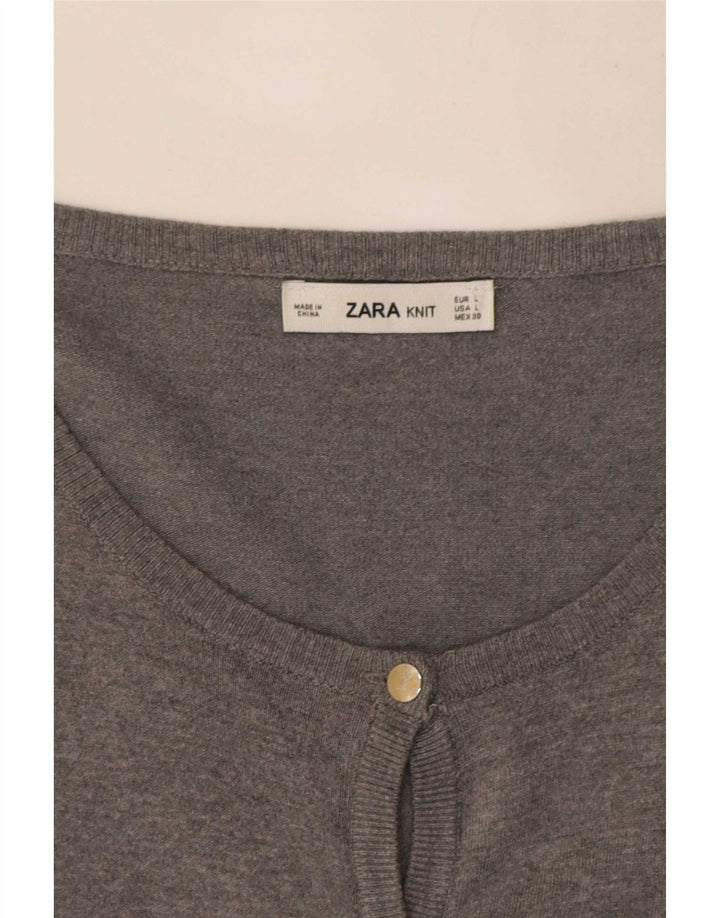 Suéter cardigã feminino Zara Reino Unido 14 grande cinza