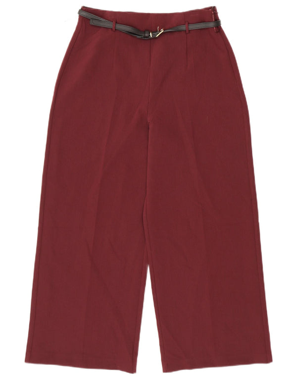 Zara Calça feminina casual cintura alta perna larga pequena W26 L25 Borgonha