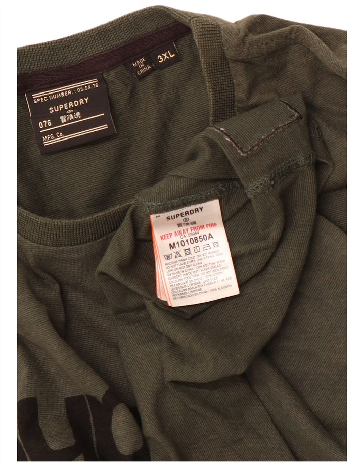 Camiseta gráfica masculina Superdry Top 3XL algodão cáqui