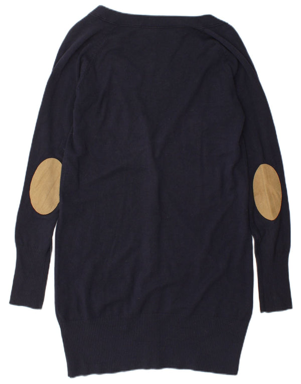 Suéter cardigã feminino Zara Longline Reino Unido 14 grande azul marinho