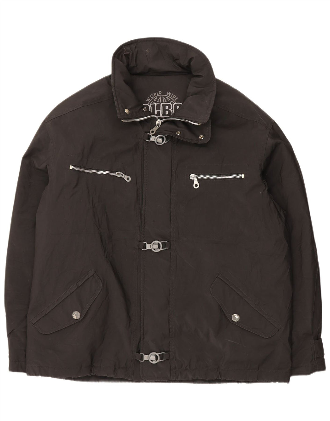 Jaqueta corta-vento masculina Polbot com capuz UK 44 2XL polivinil preto