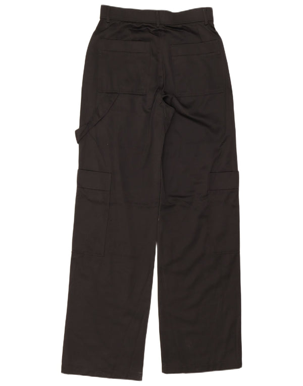 Calça cargo feminina Zara cintura alta perna larga pequena W26 L33 preta viscose