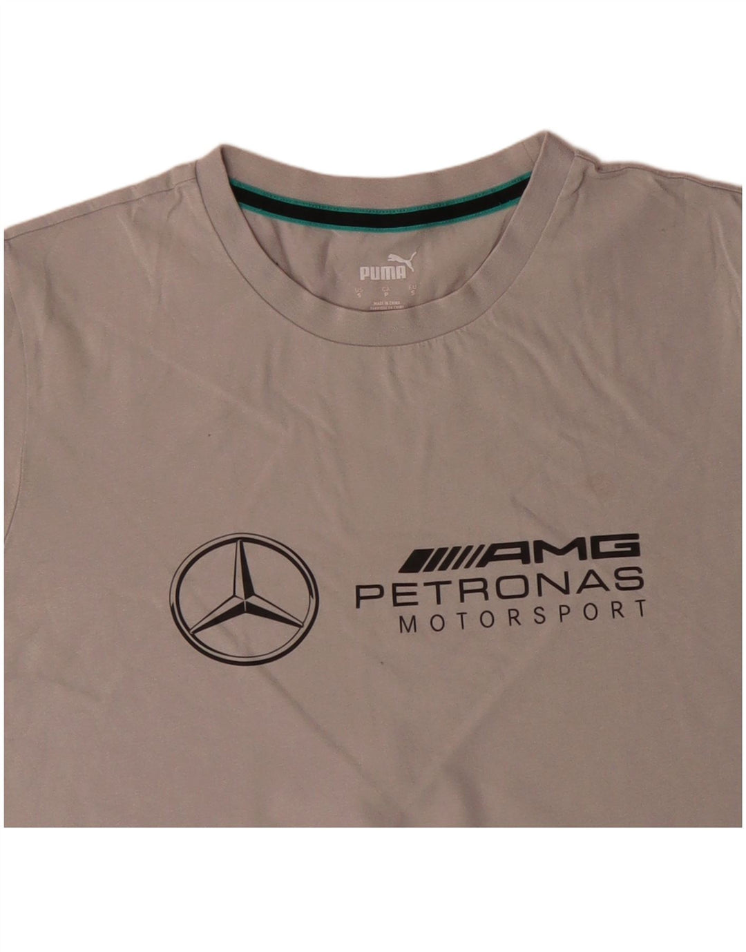 Camiseta masculina PUMA com estampa gráfica pequena de algodão cinza