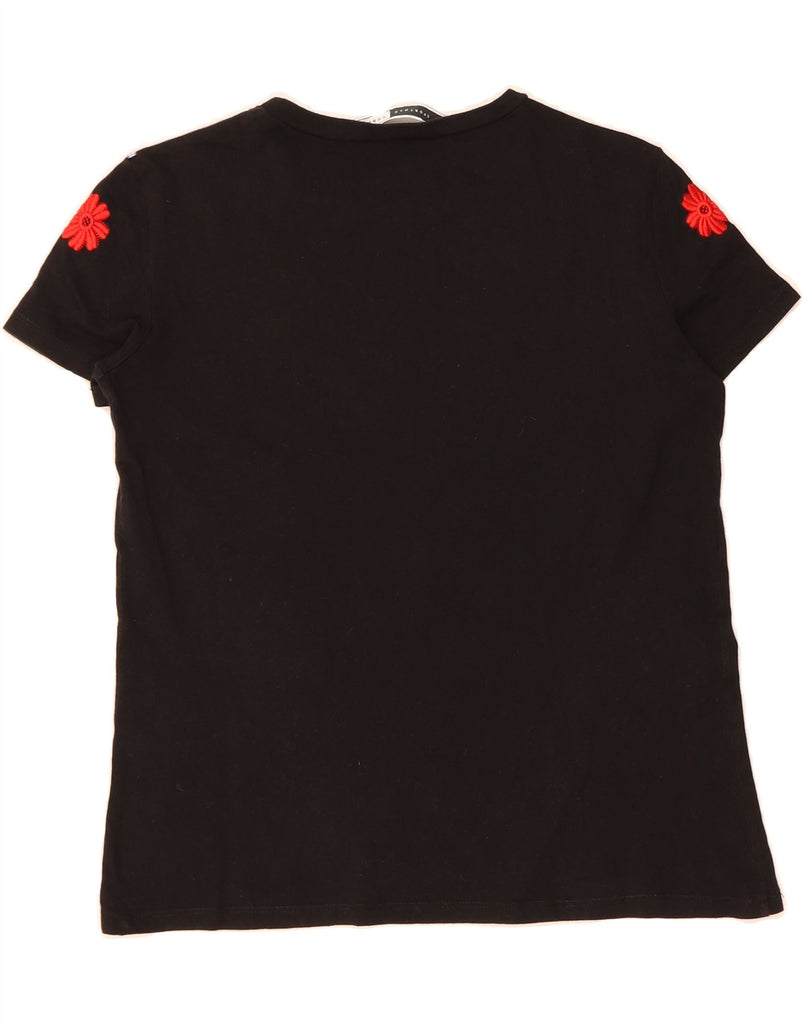 SPORTMAX Womens Graphic T-Shirt Top UK 14 Medium Black Floral Vintage Sportmax and Second-Hand Sportmax from Messina Hembry 