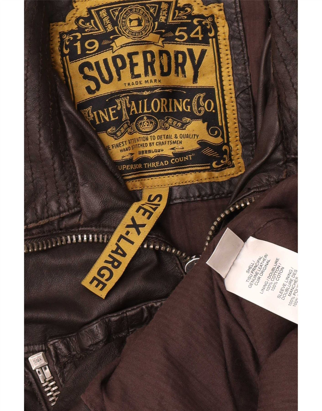Jaqueta de couro militar masculina Superdry UK 42 XL marrom