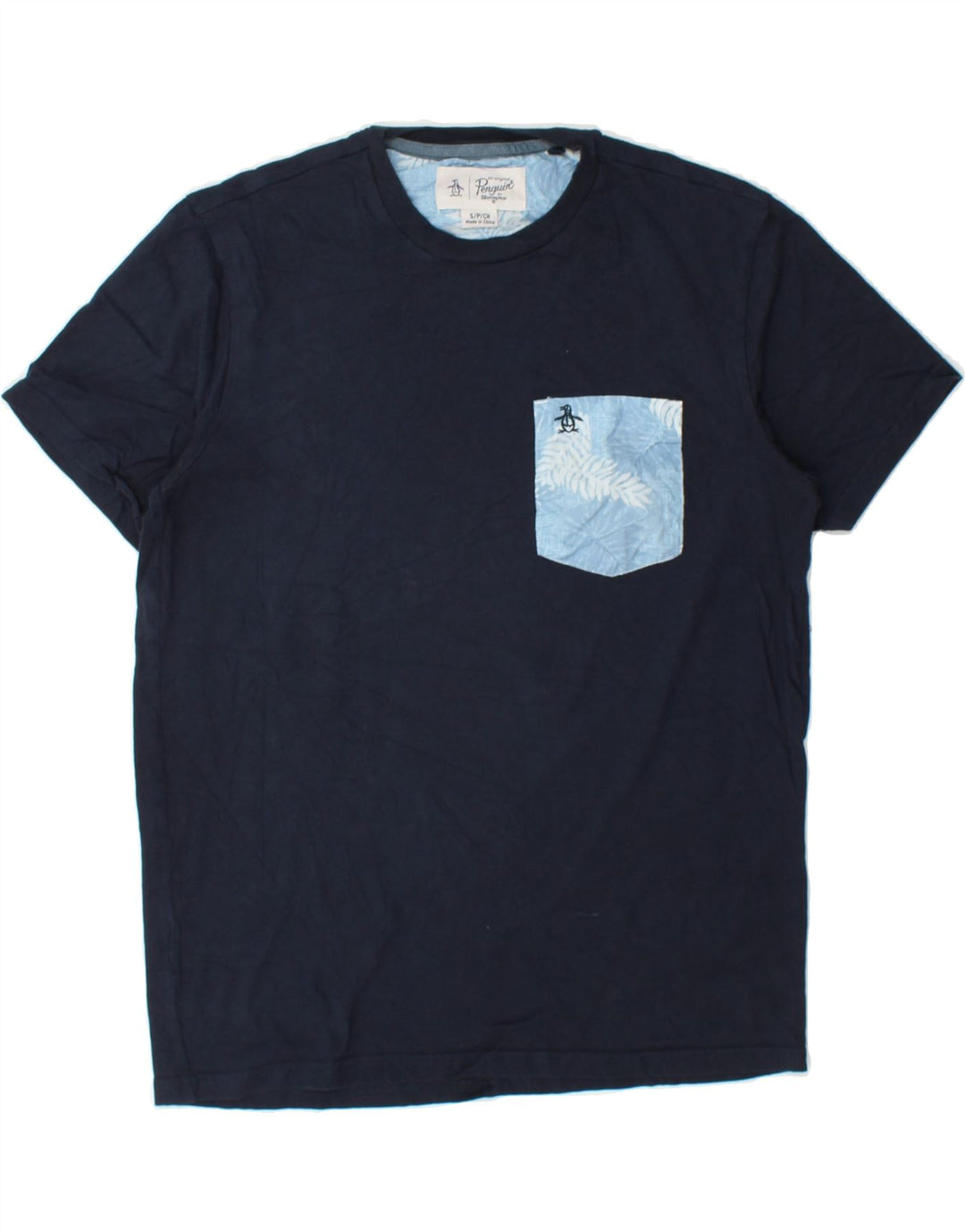 PENGUIN Mens T-Shirt Top Small Navy Blue Vintage Penguin and Second-Hand Penguin from Messina Hembry 