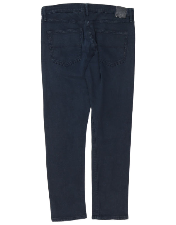 Calça casual slim masculina Marks & Spencer W32 L31 algodão azul marinho