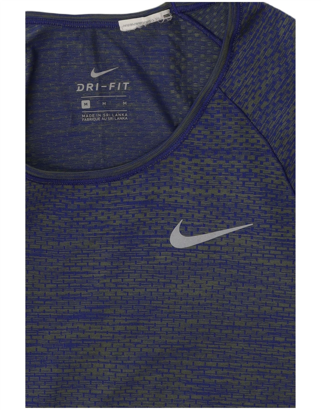 Top Nike Dri Fit Feminino Manga Longa UK 12 Listrado Azul Médio