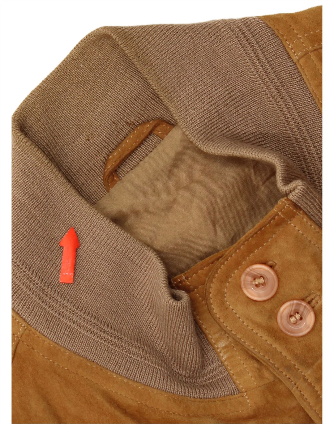 Jaqueta bomber masculina vintage de camurça Reino Unido 42 XL couro bege