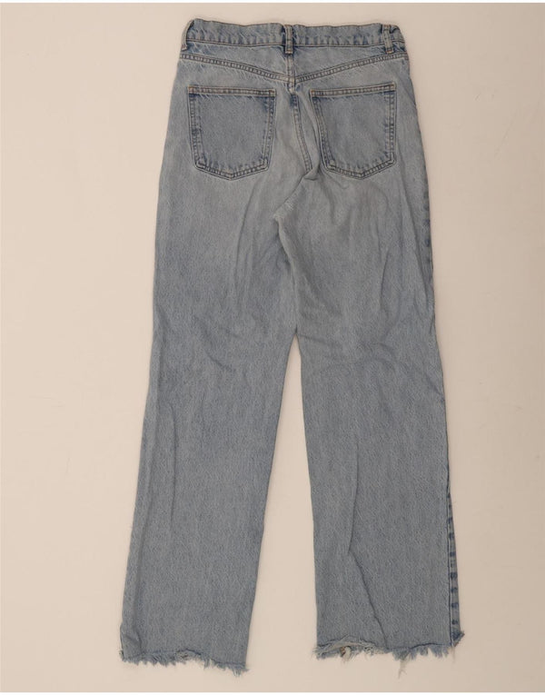 ZARA Jeans feminino de perna larga EU 40 médio W30 L32 algodão azul