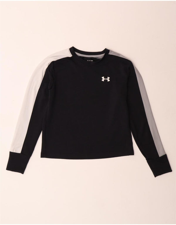 UNDER ARMOUR Top feminino solto manga comprida Reino Unido 6 XS preto colorblock