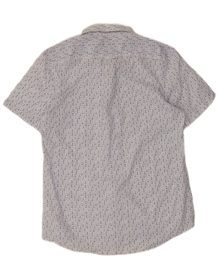Camisa masculina de manga curta IZOD algodão manchado azul médio