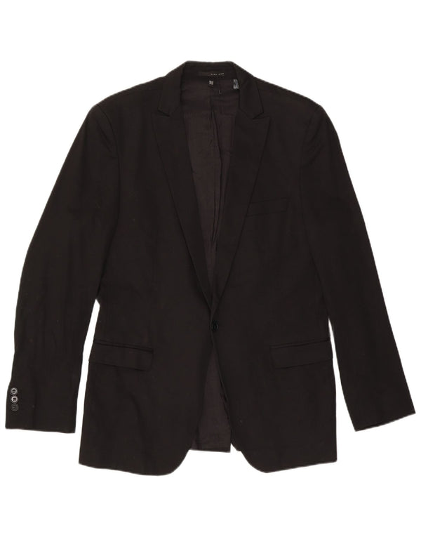 Jaqueta blazer masculina Zara com 1 botão EU 50 algodão preto médio