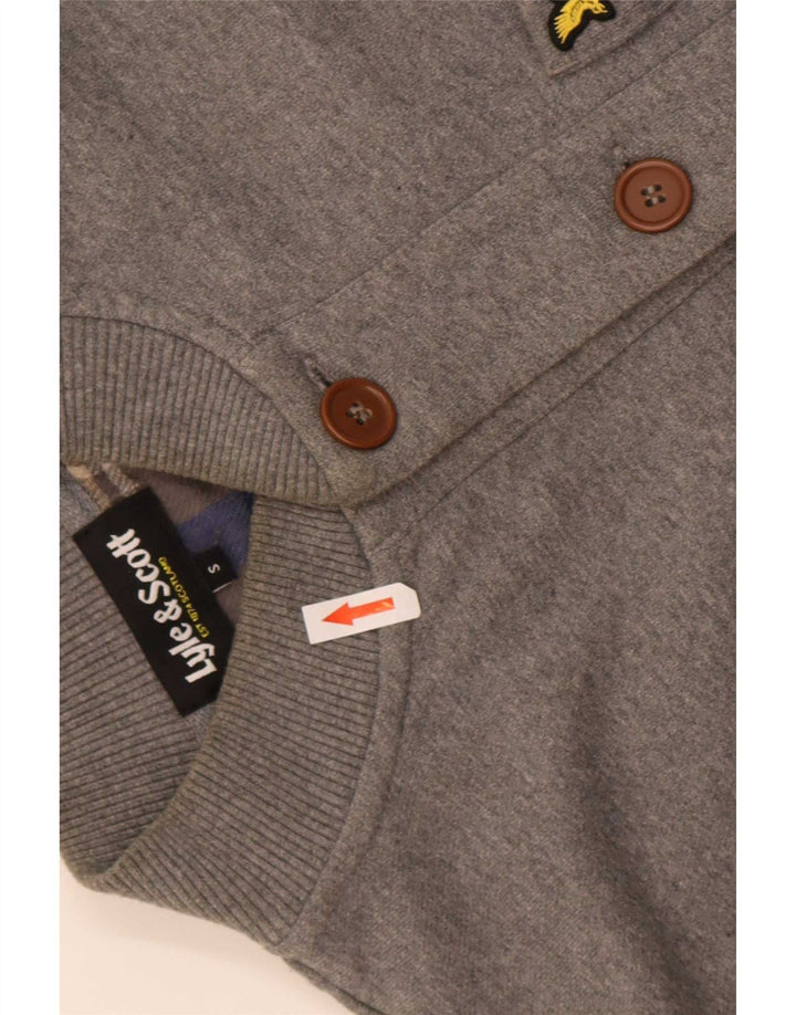 Suéter cardigã masculino Lyle & Scott pequeno algodão cinza
