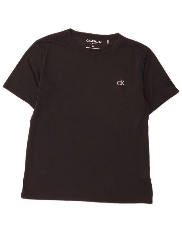 Camiseta masculina de golfe Calvin Klein grande poliéster preto