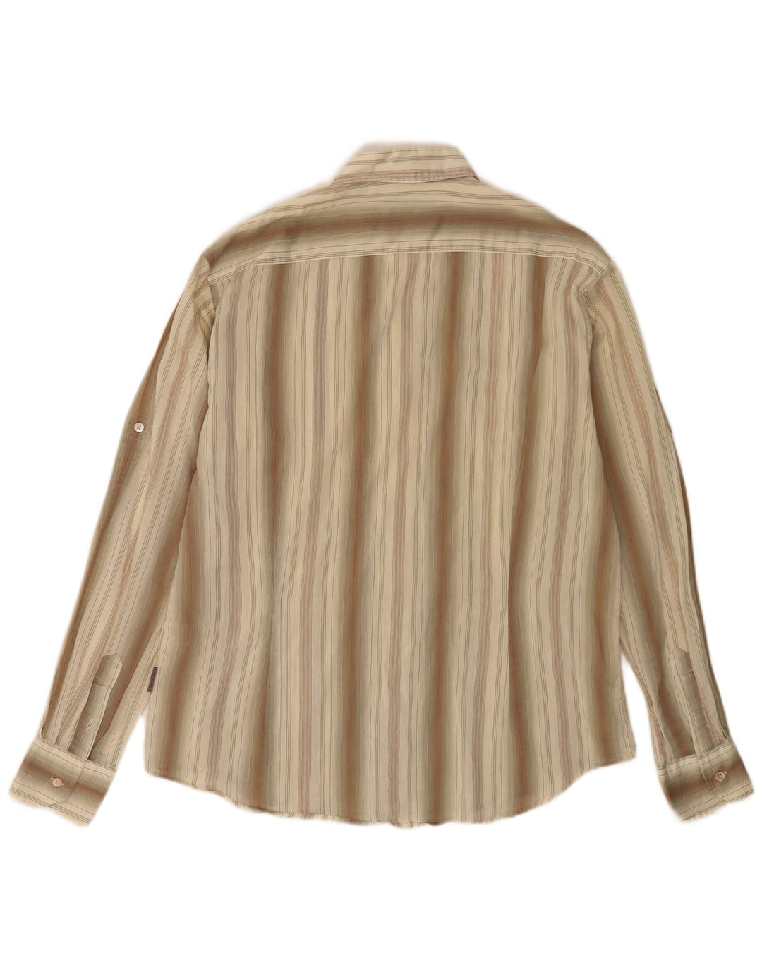 Camisa masculina Ted Baker grande listrada cáqui de algodão