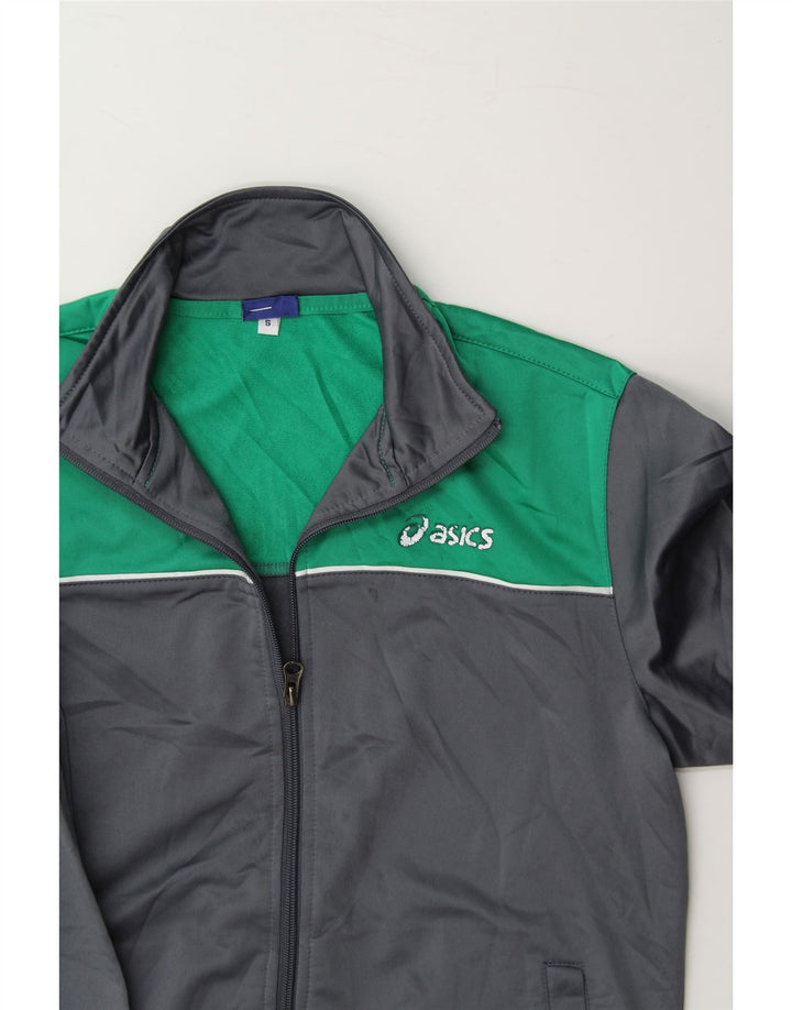 ASICS Mens Tracksuit Top Jacket Small Grey Colourblock Polyester Vintage Asics and Second-Hand Asics from Messina Hembry 