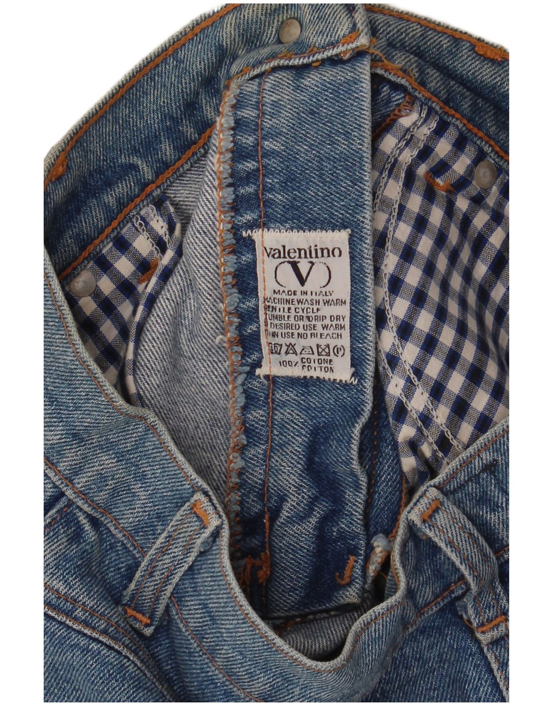 Saia jeans feminina Valentino W26 pequeno algodão azul