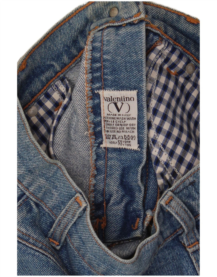 Saia jeans feminina Valentino W26 pequeno algodão azul