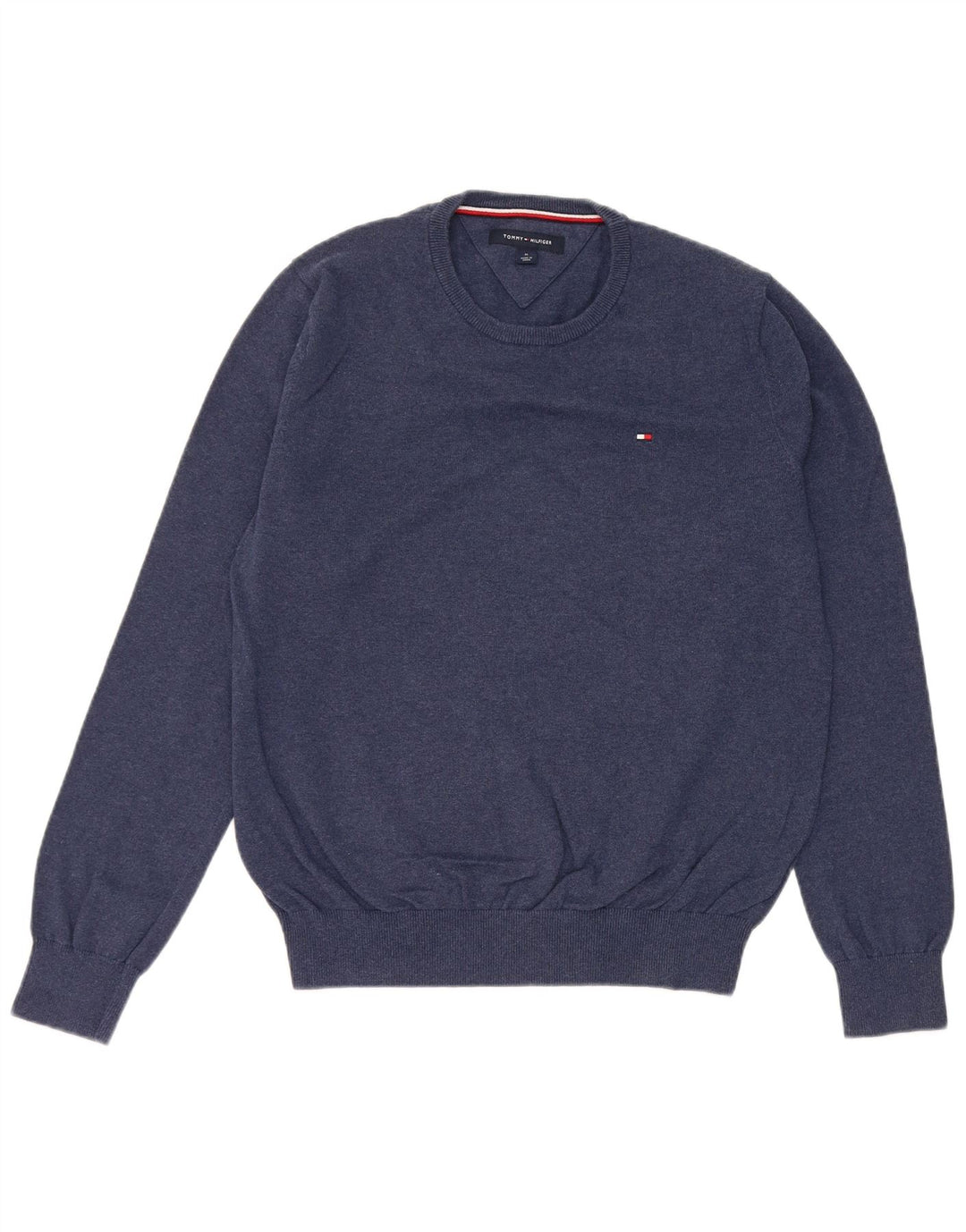 Suéter masculino Tommy Hilfiger com gola redonda, algodão azul marinho médio