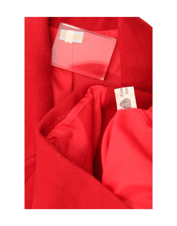 Sobretudo oversized feminino vintage Reino Unido 10 lã vermelha pequena