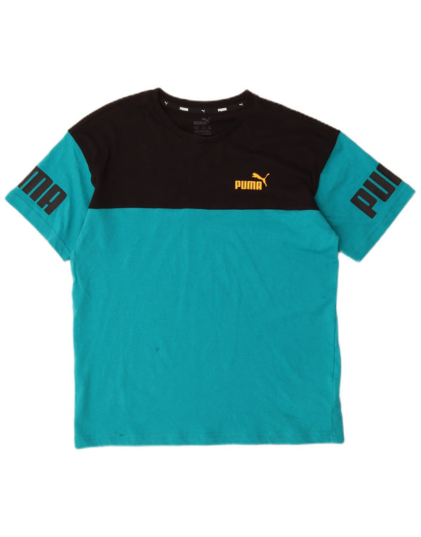 Camiseta Puma Boys Graphic Top 13-14 Anos Azul Colorblock Algodão