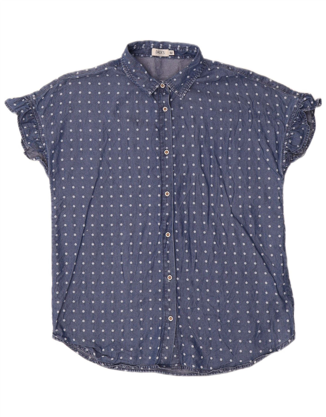 Blusa feminina de manga curta Dack's Reino Unido 14 bolinhas azul marinho médio