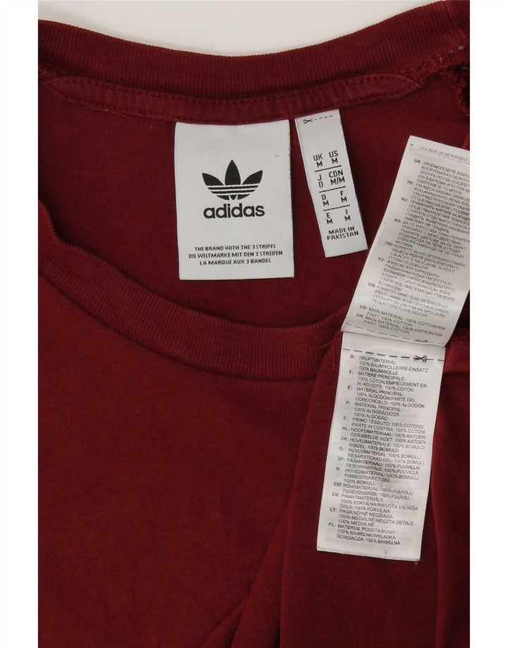 Adidas Mens Camiseta Top Médio Algodão Vermelho