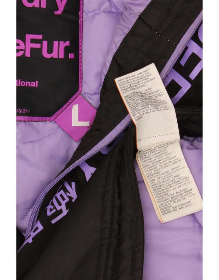 Jaqueta Parka com capuz feminina Superdry Reino Unido 16 grande inverno de nylon preto