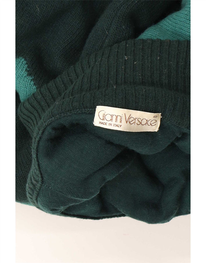 Suéter masculino Gianni Versace com gola tartaruga e bloco colorido verde médio
