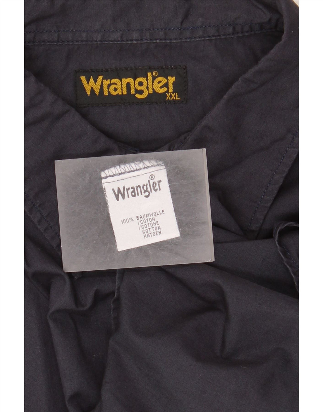 Camisa Wrangler masculina de manga curta 2XL algodão azul marinho