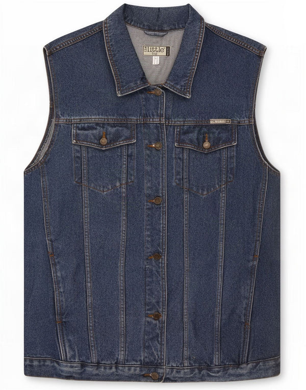 Vintage Womens Denim Gilet UK 24 4XL Blue Cotton