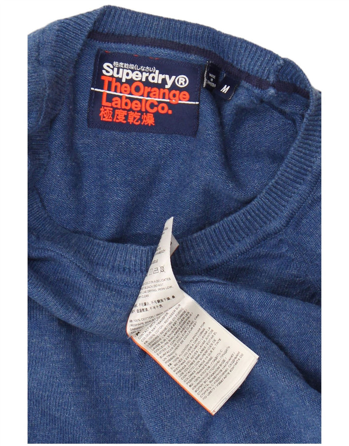 Suéter masculino SUPERDRY com gola canoa de algodão azul médio