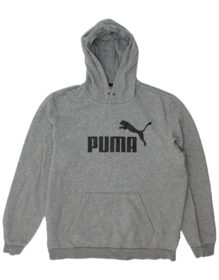 Suéter com capuz gráfico masculino Puma grande algodão cinza