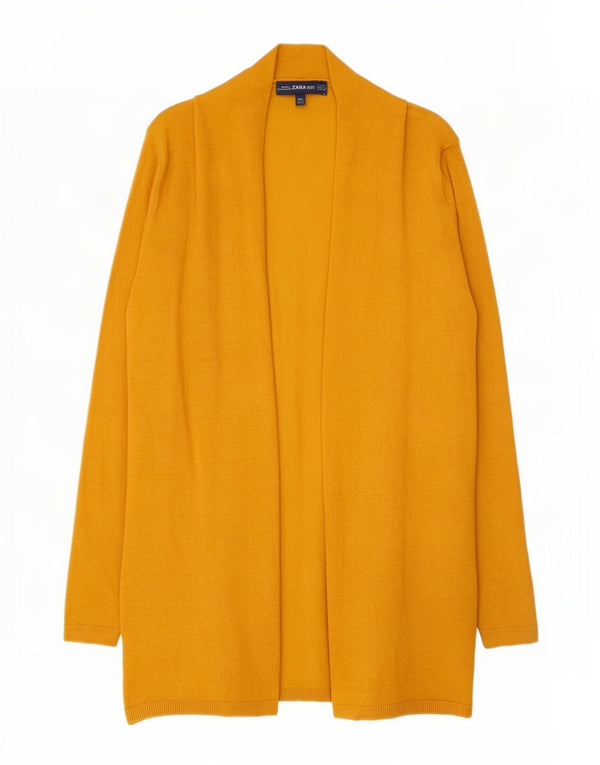 Suéter cardigã aberto feminino Zara Reino Unido 10 viscose amarela pequena