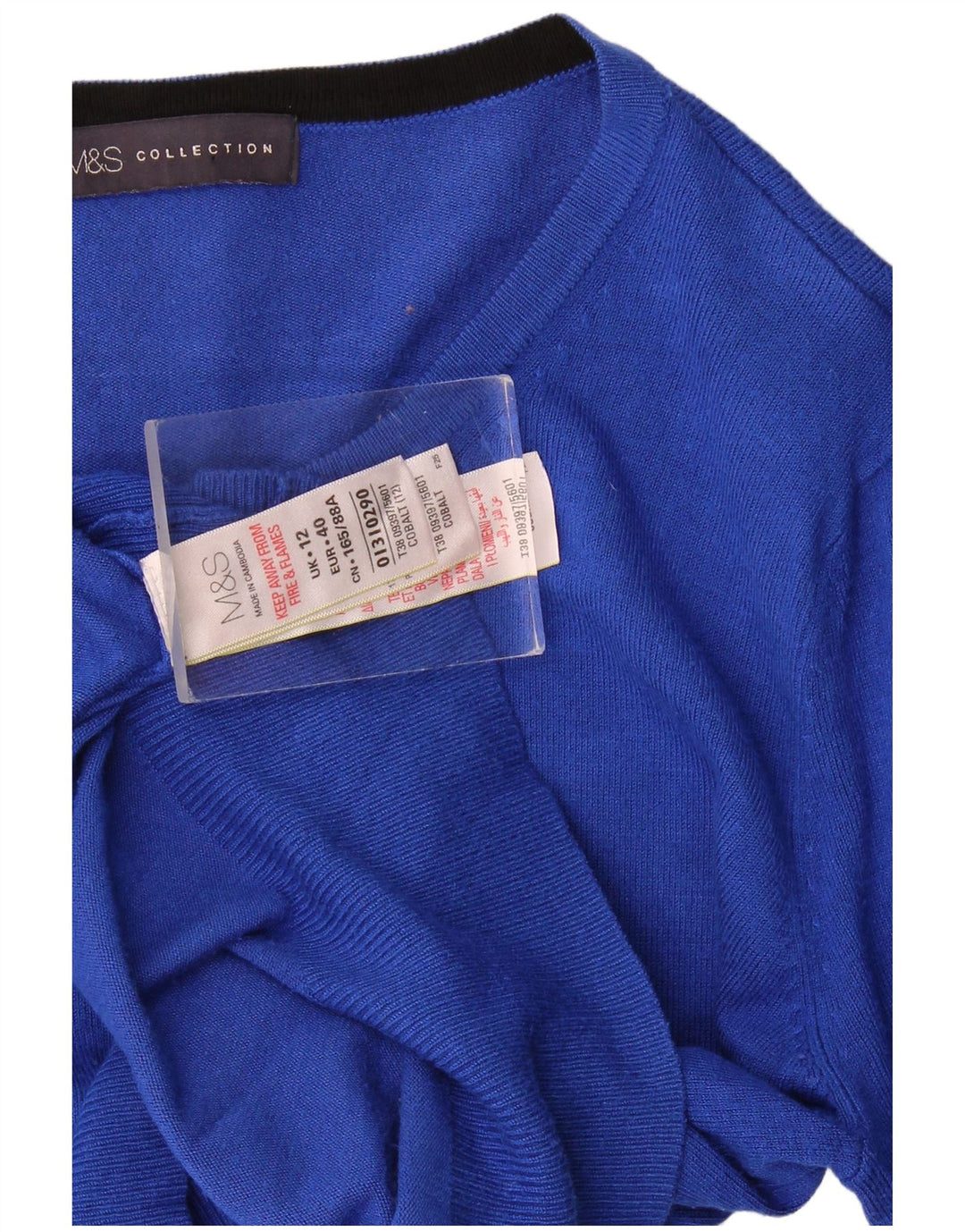 Suéter cardigã feminino Marks & Spencer UK 12 viscose azul médio