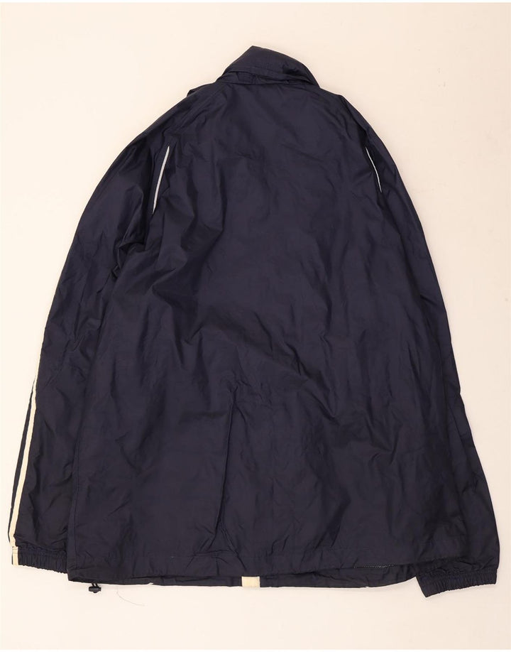 Jaqueta corta-vento masculina Adidas com capuz UK 42 XL azul marinho poliéster