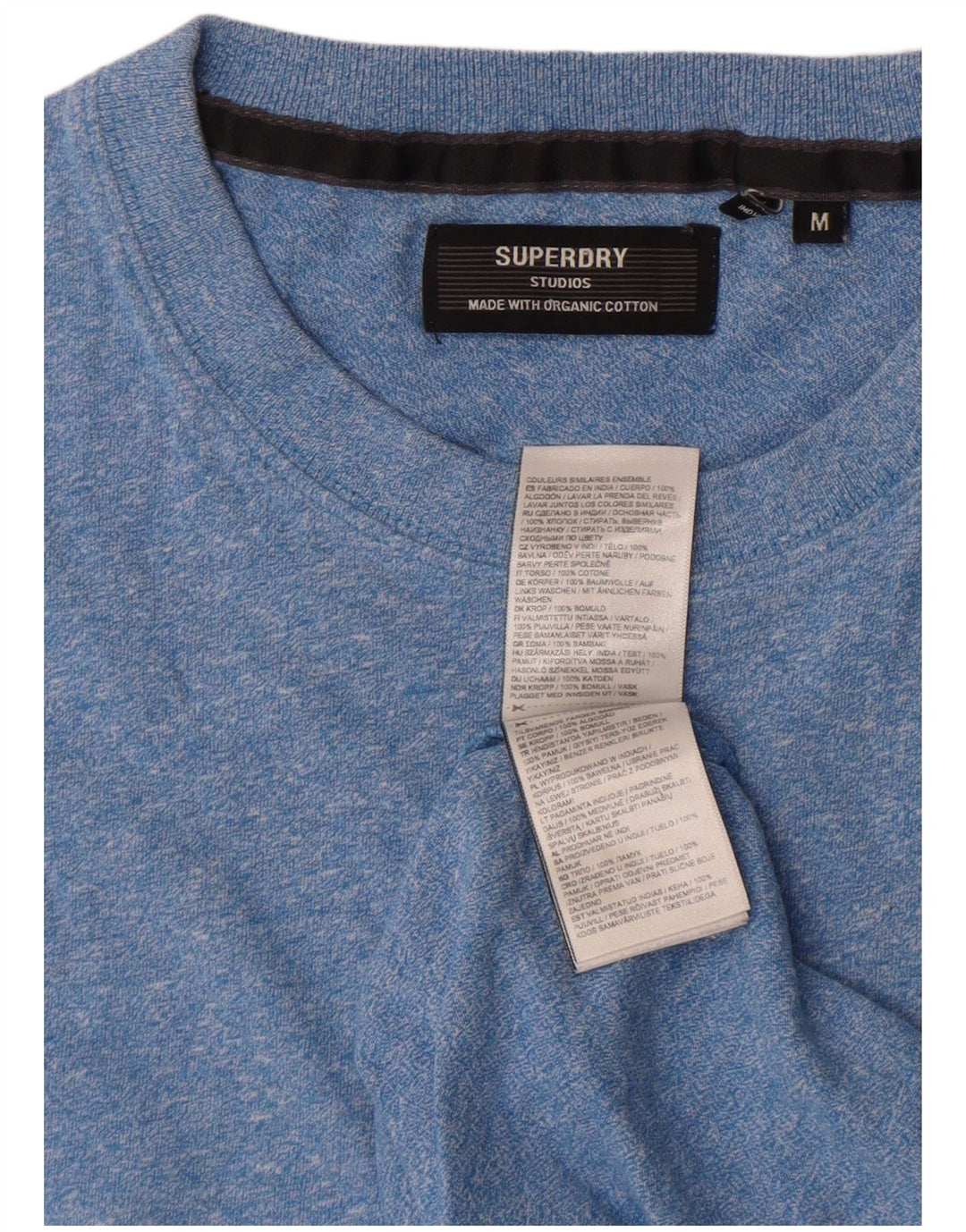 Camiseta masculina Superdry Top médio algodão manchado azul