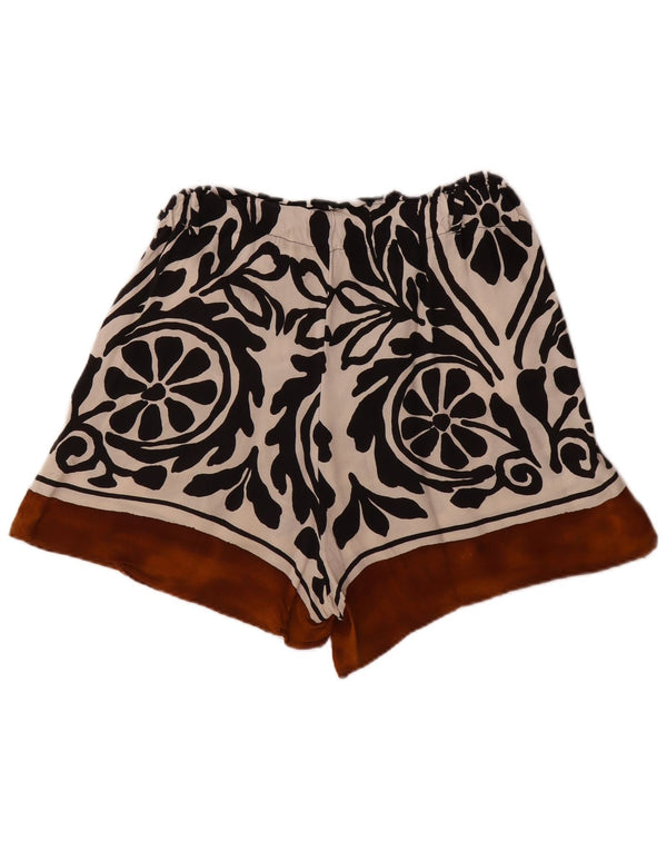 Zara Shorts feminino casual de cintura alta grande W30 preto paisley viscose