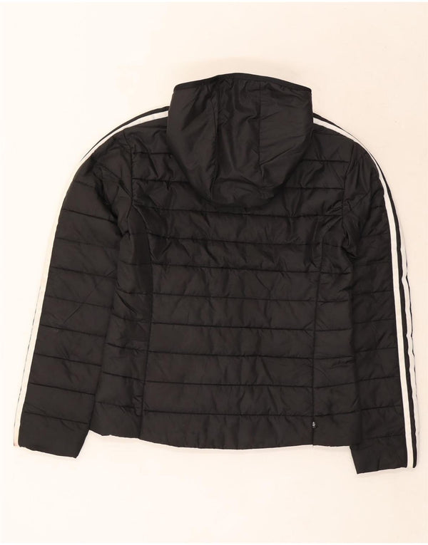 Casaco acolchoado com capuz feminino Adidas UK 8 pequeno poliéster preto