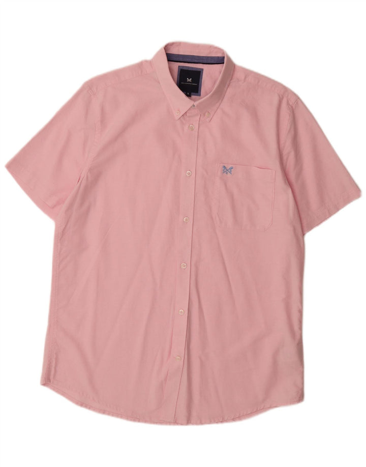 J. CREW Camisa masculina de manga curta grande algodão rosa