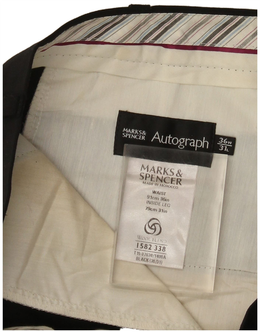 Calça masculina Marks & Spencer Autograph Straight Suit W36 L31 preta
